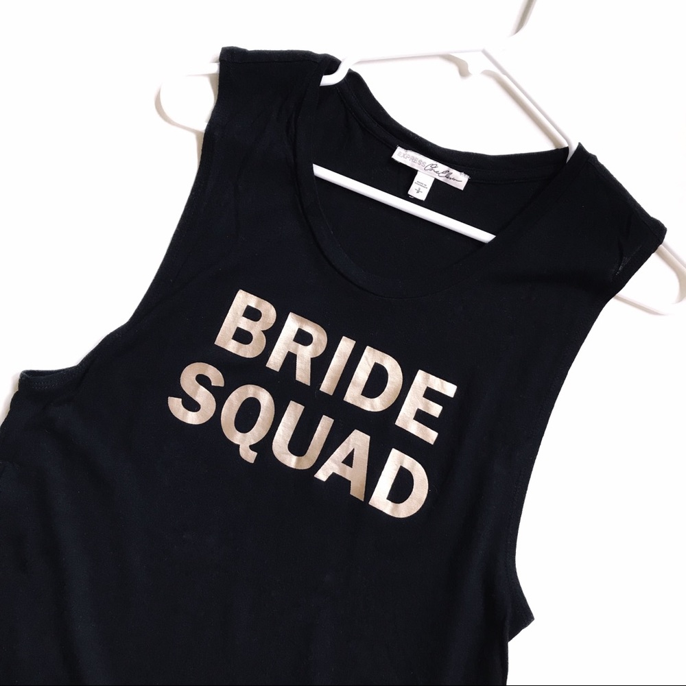 Express Metallic Gold Bride Squad Graphic Tank - Picture 2 of 3